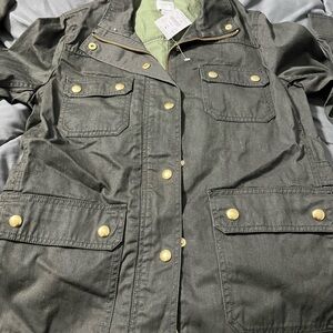 J Crew jacket olive with gold buttons new with tags size small